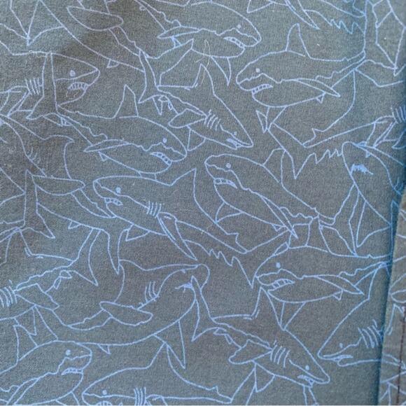 Alex & Jack Blue Shark Stencil Print Button Down Short Sleeve Shirt - Picture 2 of 7